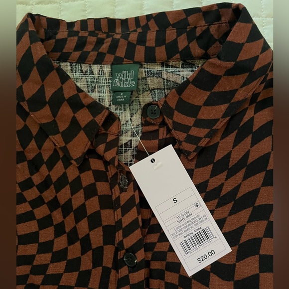 Orange & black skater style button up top - Picture 2 of 2